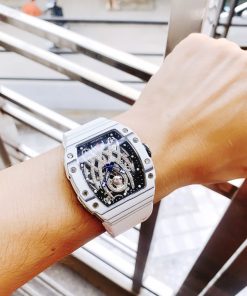 Đồng hồ Hanboro chính hãng nam vỏ carbon màu trắng 45mm (2)