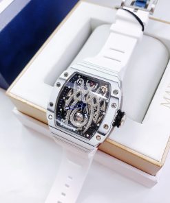 Đồng hồ Hanboro chính hãng nam vỏ carbon màu trắng 45mm (2)