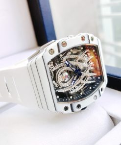 Đồng hồ Hanboro chính hãng nam vỏ carbon màu trắng 45mm (2)