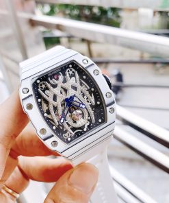 Đồng hồ Hanboro chính hãng nam vỏ carbon màu trắng 45mm (2)