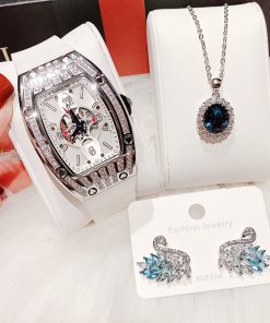 Đồng hồ Hanboro chính hãng nữ dây cao su trắng 36mm (2)