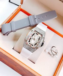 Đồng hồ Hanboro chính hãng nữ dây cao su trắng 36mm (10)