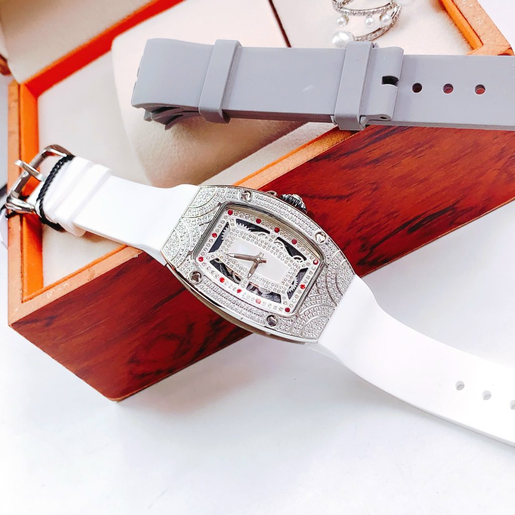 Đồng hồ Hanboro chính hãng nữ dây cao su trắng 36mm (10)