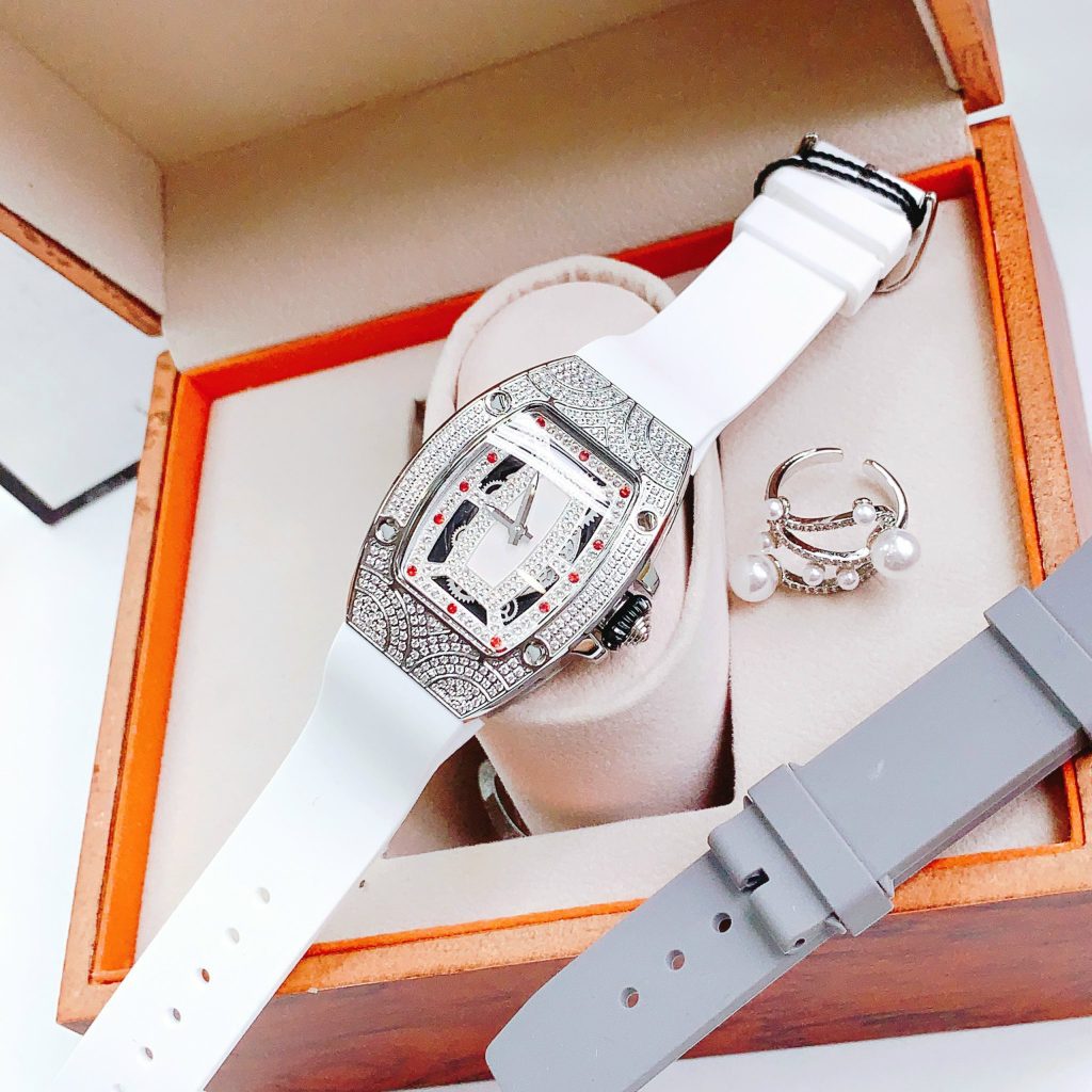 Đồng hồ Hanboro chính hãng nữ dây cao su trắng 36mm (10)