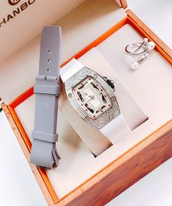 Đồng hồ Hanboro chính hãng nữ dây cao su trắng 36mm (10)