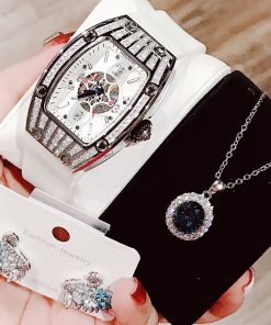 Đồng hồ Hanboro chính hãng nữ dây cao su trắng 36mm (2)