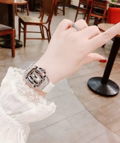 Đồng hồ Hanboro chính hãng nữ dây cao su trắng 36mm (10)