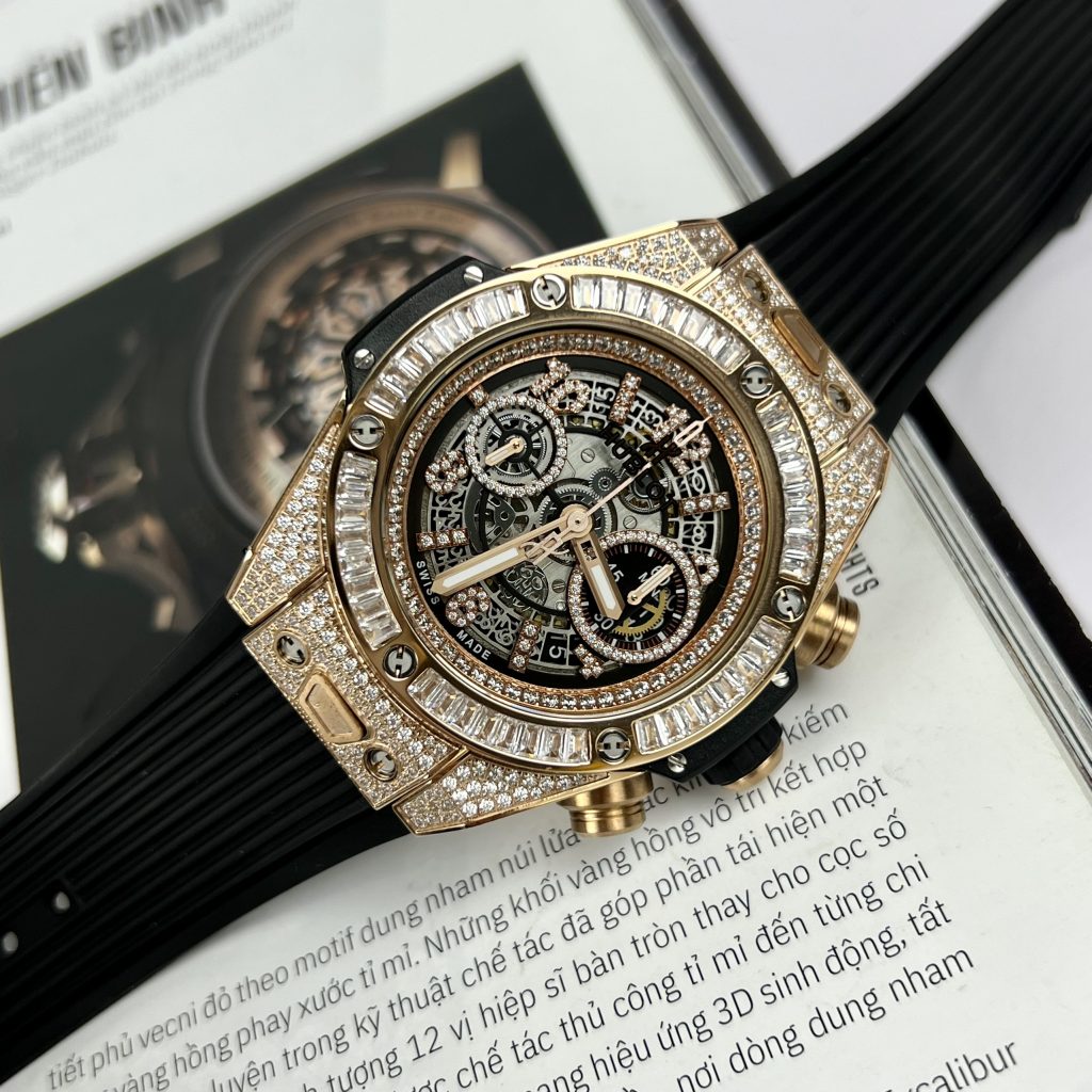 Đồng hồ Hublot Big Bang Unico King Gold đính đá Replica 11 45mm (2)