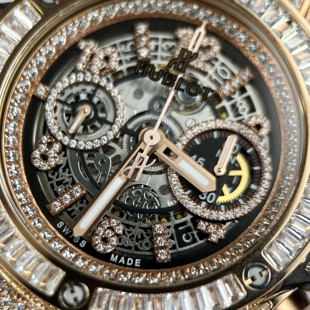 Đồng hồ Hublot Big Bang Unico King Gold đính đá Replica 11 45mm (2)