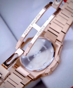 Đồng hồ Patek Philippe nữ Nautilus rose gold mặt xám đính đá máy pin rẻ 32mm