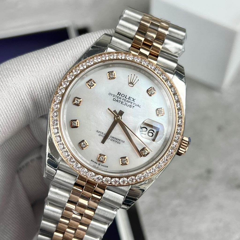 Đồng hồ Rolex DateJust nam mặt khảm xà cừ Replica 11 EW Factory 41mm (2)