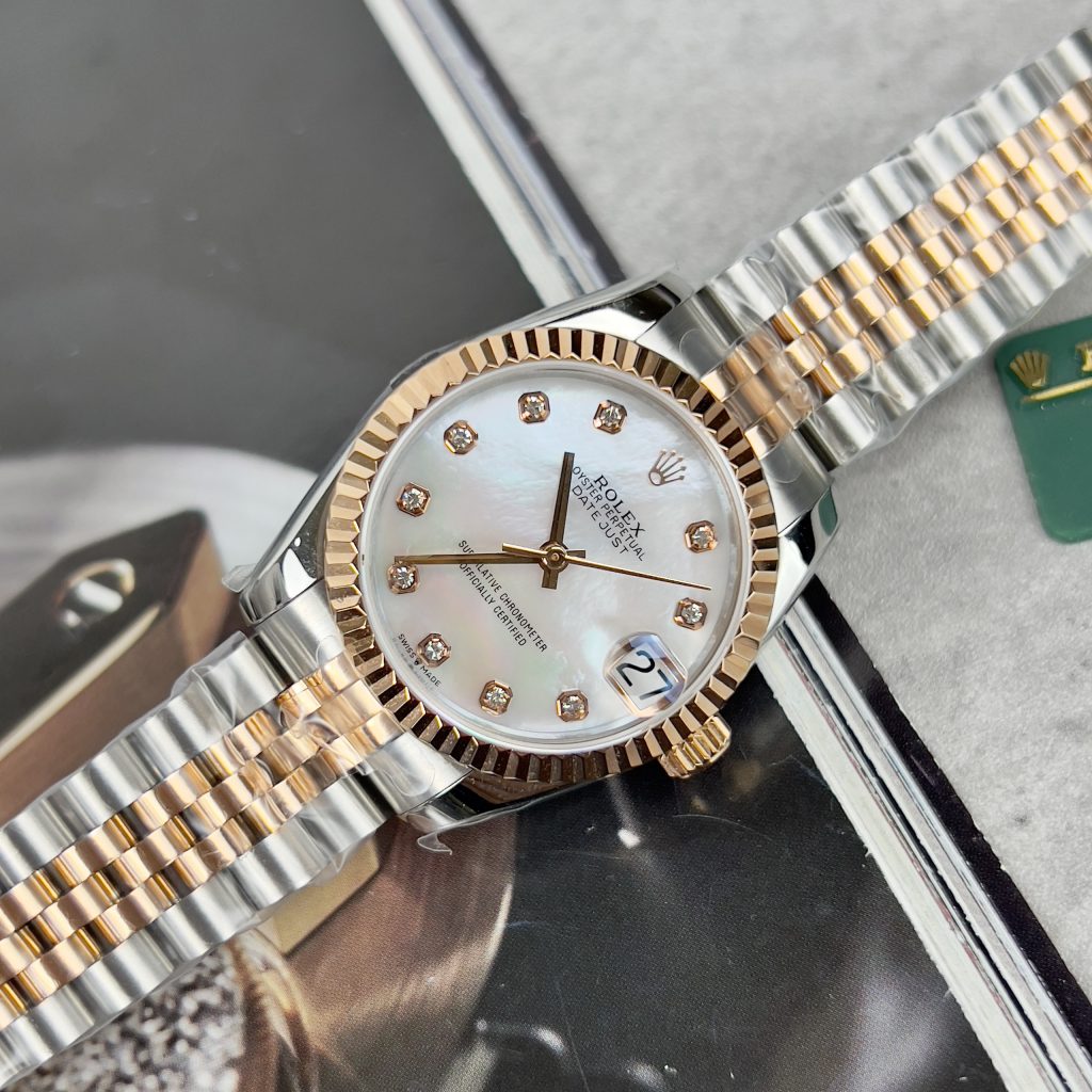 Đồng hồ Rolex DateJust nữ mặt khảm xà cừ Replica 11 EW Factory 31mm (2)