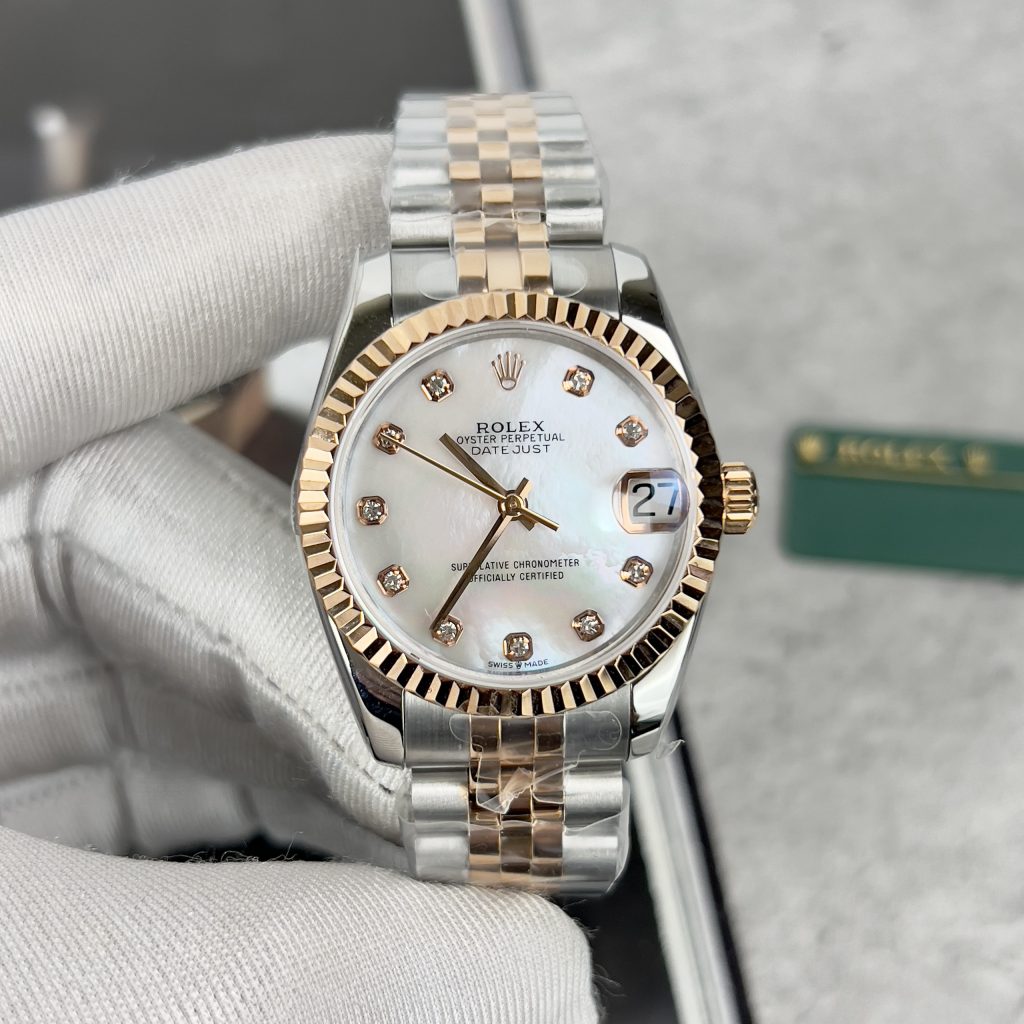 Đồng hồ Rolex DateJust nữ mặt khảm xà cừ Replica 11 EW Factory 31mm (2)