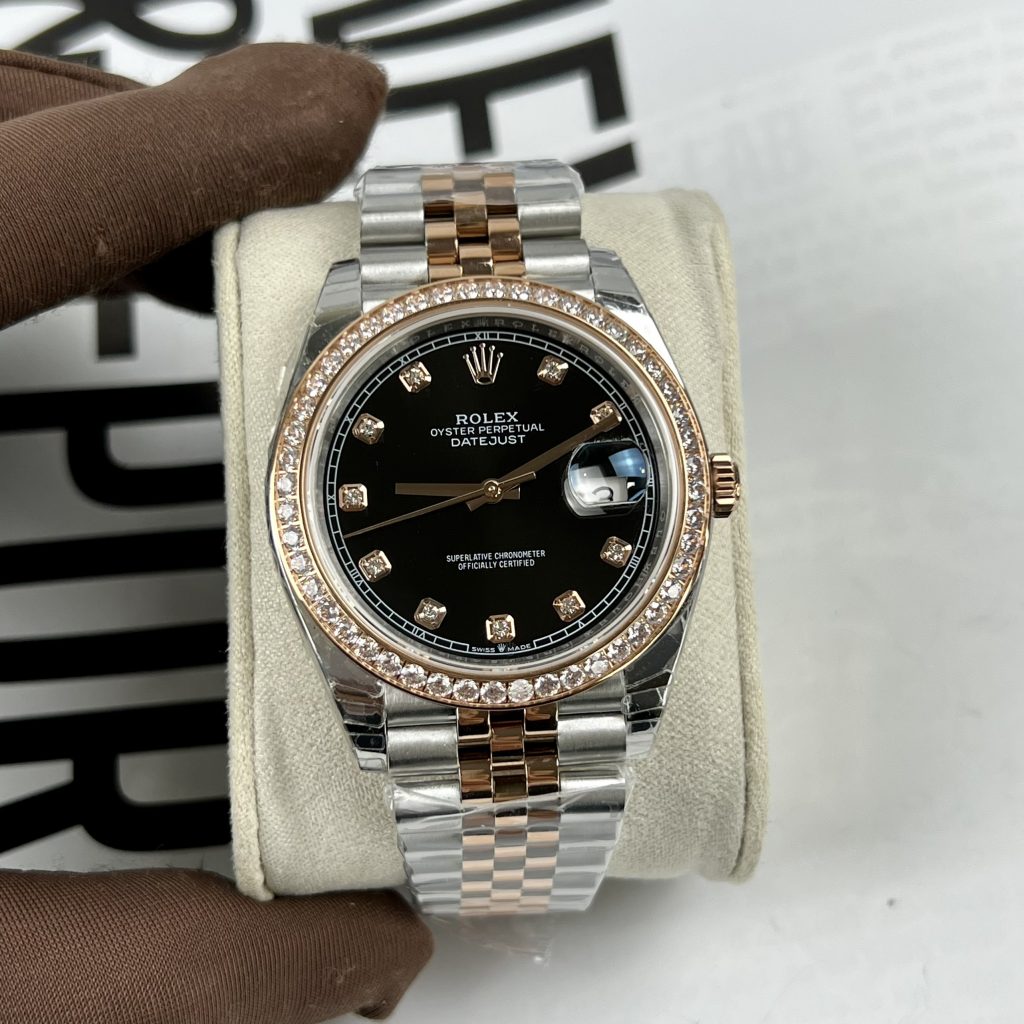 Đồng hồ Rolex Datejust Replica cao cấp mặt đen đính đá 36-41mm (8)