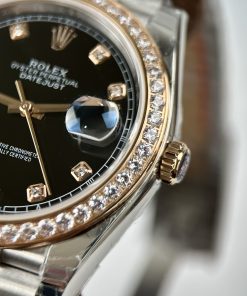 Đồng hồ Rolex Datejust Replica cao cấp mặt đen đính đá 36-41mm (8)
