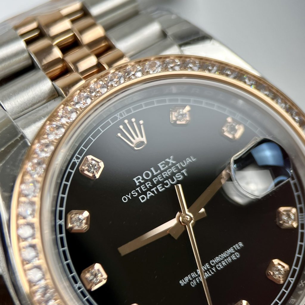 Đồng hồ Rolex Datejust Replica cao cấp mặt đen đính đá 36-41mm (8)