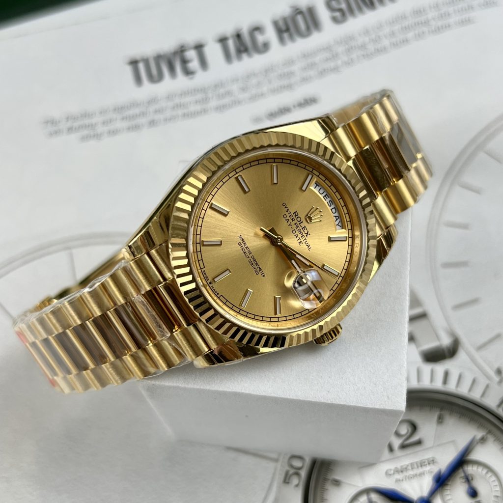Đồng hồ Rolex Day-Date Replica 11 màu vàng Gold EW Factory 40mm (2)