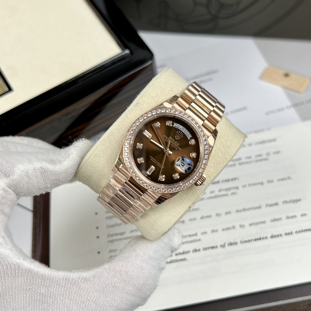 Đồng hồ Rolex Day-Date Unisex màu chocolate Replica 11 cao cấp 36mm (2)