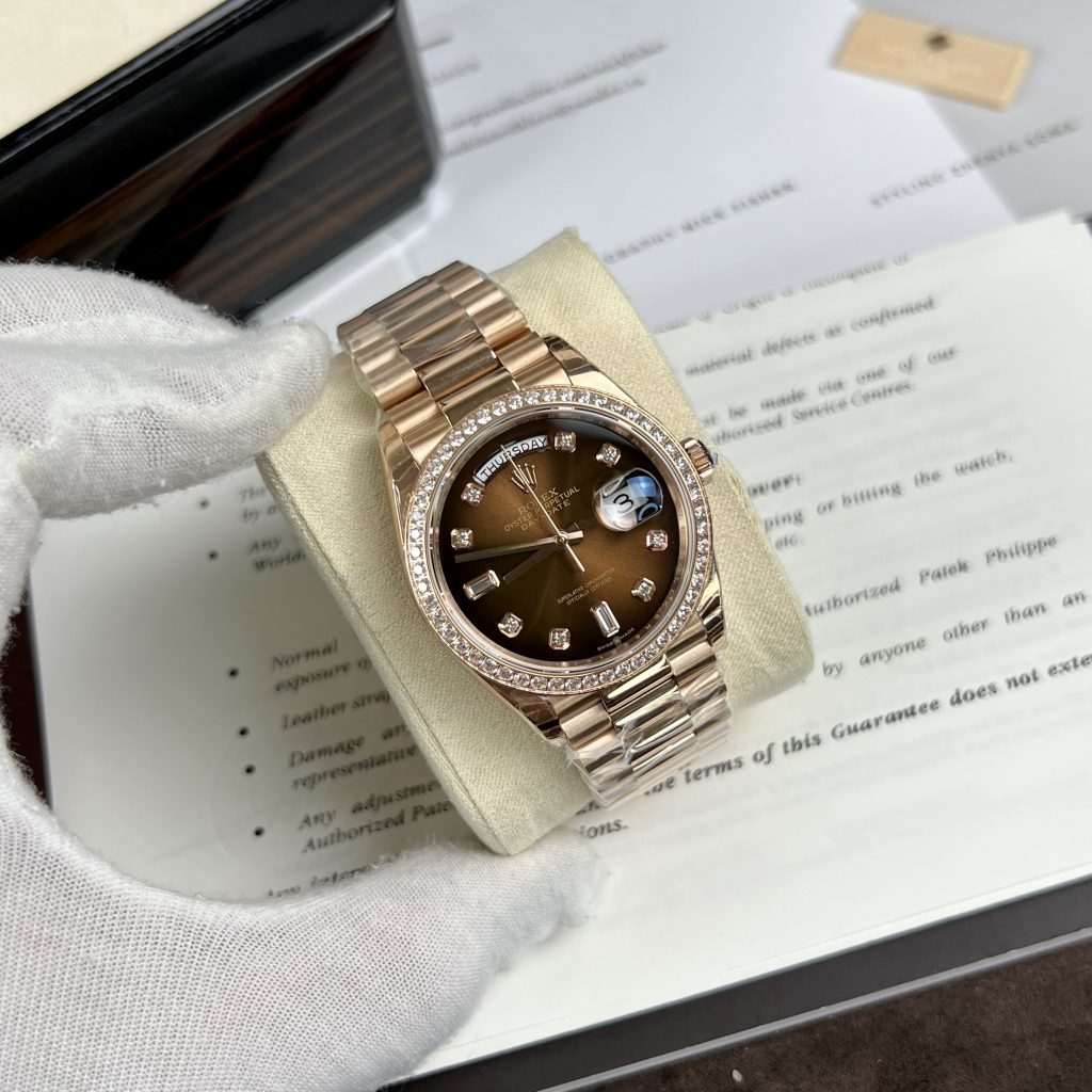 Đồng hồ Rolex Day-Date Unisex màu chocolate Replica 11 cao cấp 36mm (2)