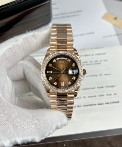 Đồng hồ Rolex Day-Date Unisex màu chocolate Replica 11 cao cấp 36mm (2)