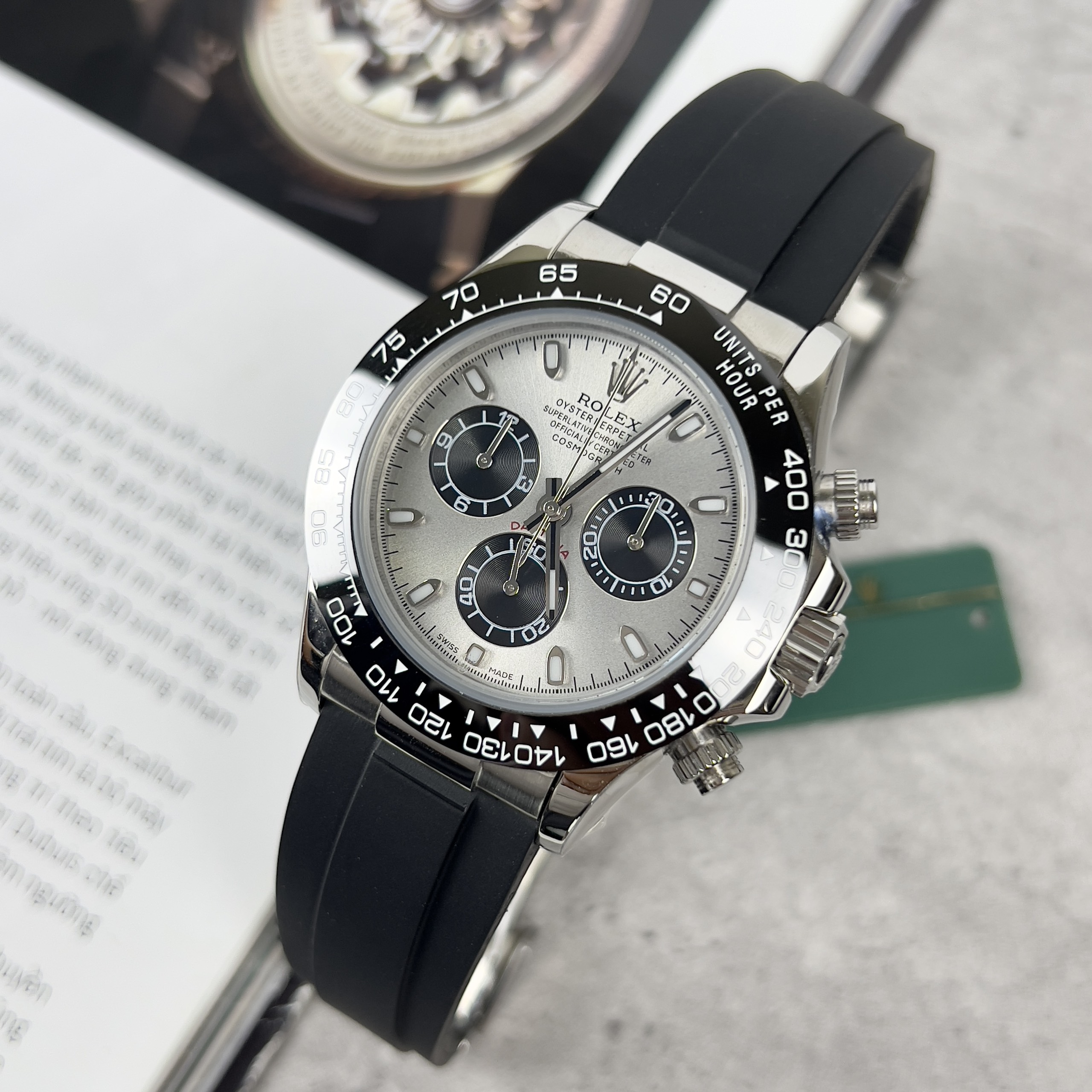 Đồng hồ Rolex Daytona Cosmograph nam mặt xám Replica 11 EW Factory 40mm (7) Đồng hồ Rolex Daytona Cosmograph nam mặt xám Replica 11 EW Factory 40mm (2)