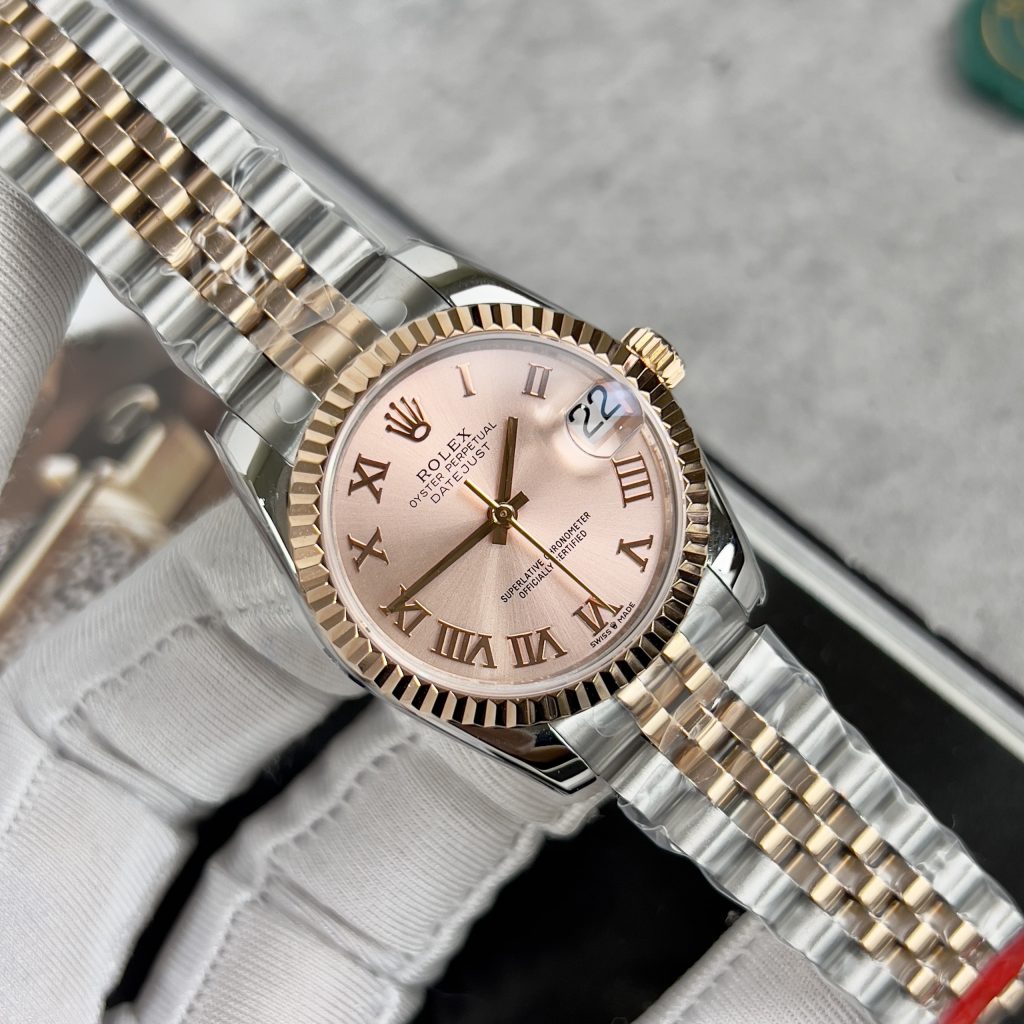 Đồng hồ Rolex Replica 11 nữ mặt số hồng EW Factory 31mm (11)