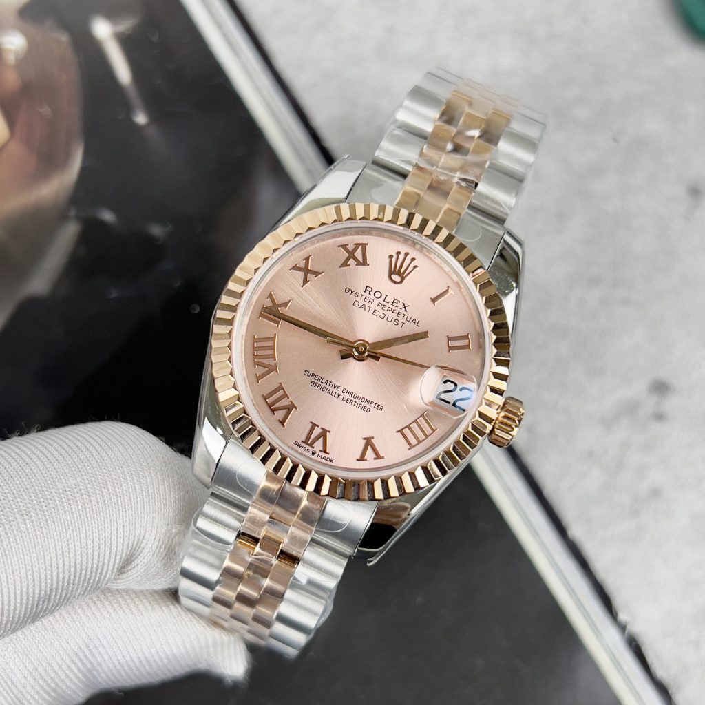 Đồng hồ Rolex Replica 11 nữ mặt số hồng EW Factory 31mm (11)