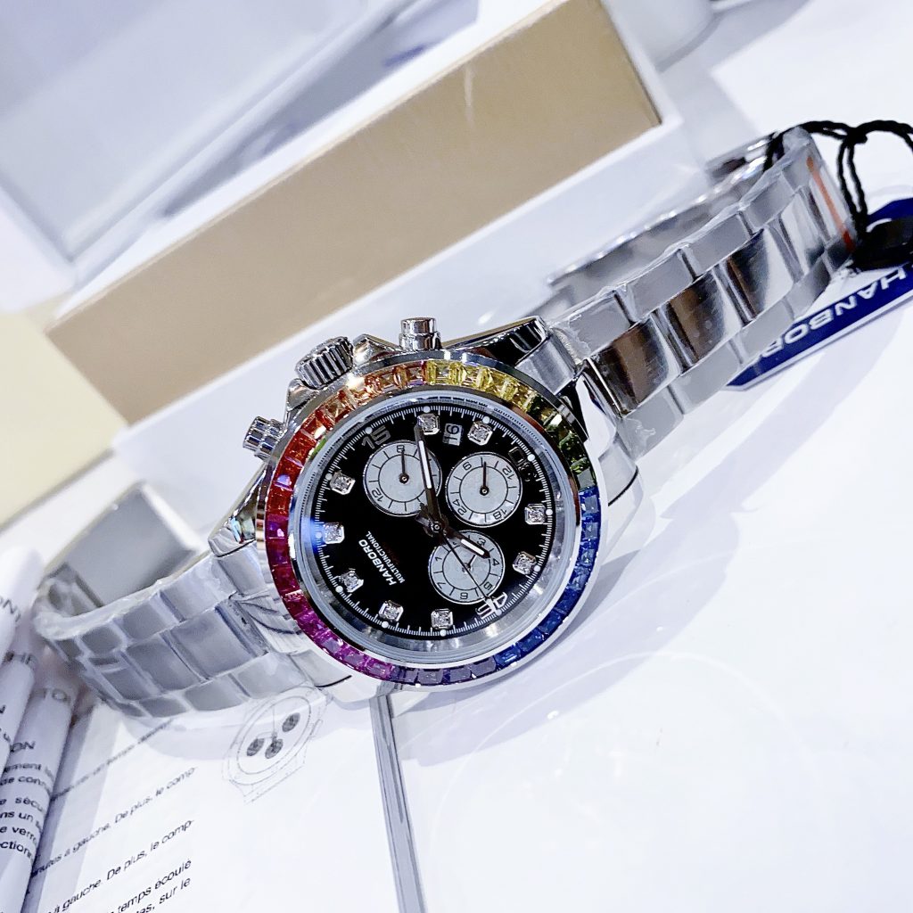 Đồng hồ chính hãng Hanboro Rainbow Unisex dây kim loại 40mm (2)