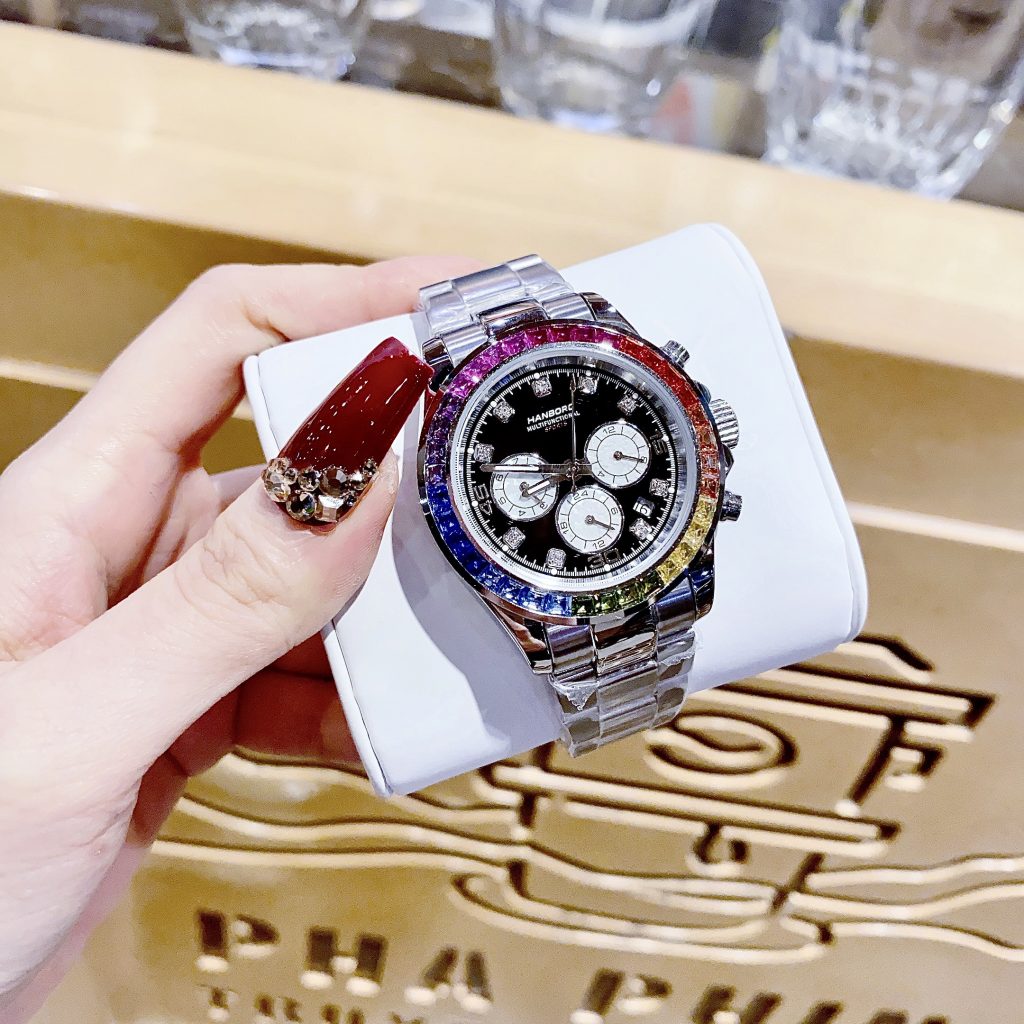 Đồng hồ chính hãng Hanboro Rainbow Unisex dây kim loại 40mm (2)