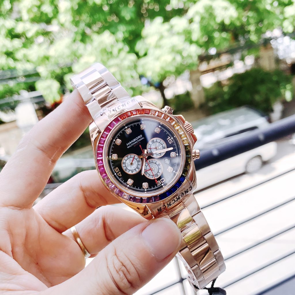 Đồng hồ chính hãng Hanboro Rainbow nam màu Rose Gold 43mm (2)