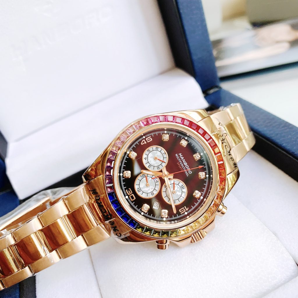 Đồng hồ chính hãng Hanboro Rainbow nam màu Rose Gold 43mm (2)