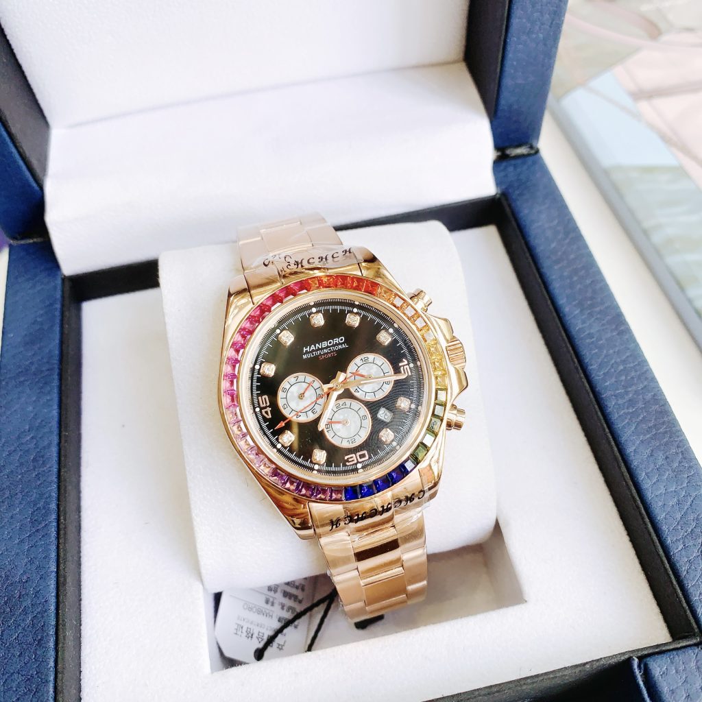 Đồng hồ chính hãng Hanboro Rainbow nam màu Rose Gold 43mm (2)