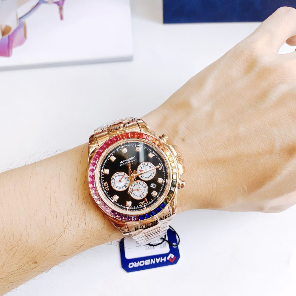 Đồng hồ chính hãng Hanboro Rainbow nam màu Rose Gold 43mm (2)