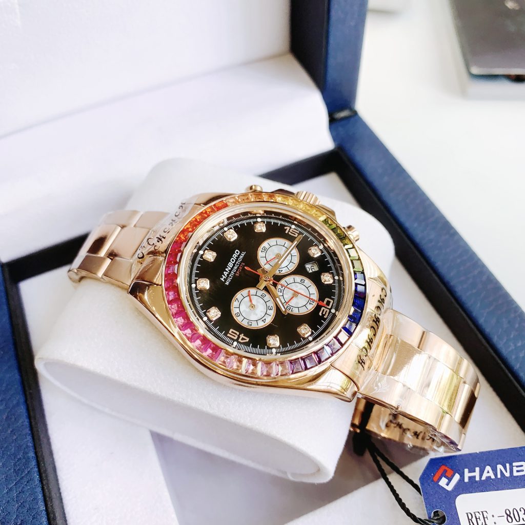 Đồng hồ chính hãng Hanboro Rainbow nam màu Rose Gold 43mm (2)