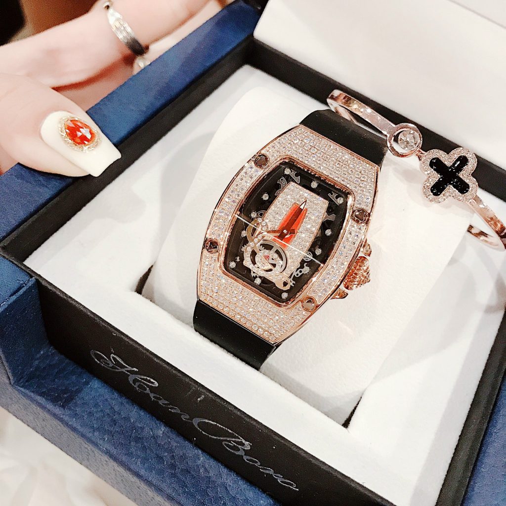 Đồng hồ chính hãng Hanboro hoạ tiết nốt nhạc màu Rose Gold 36mm (2)