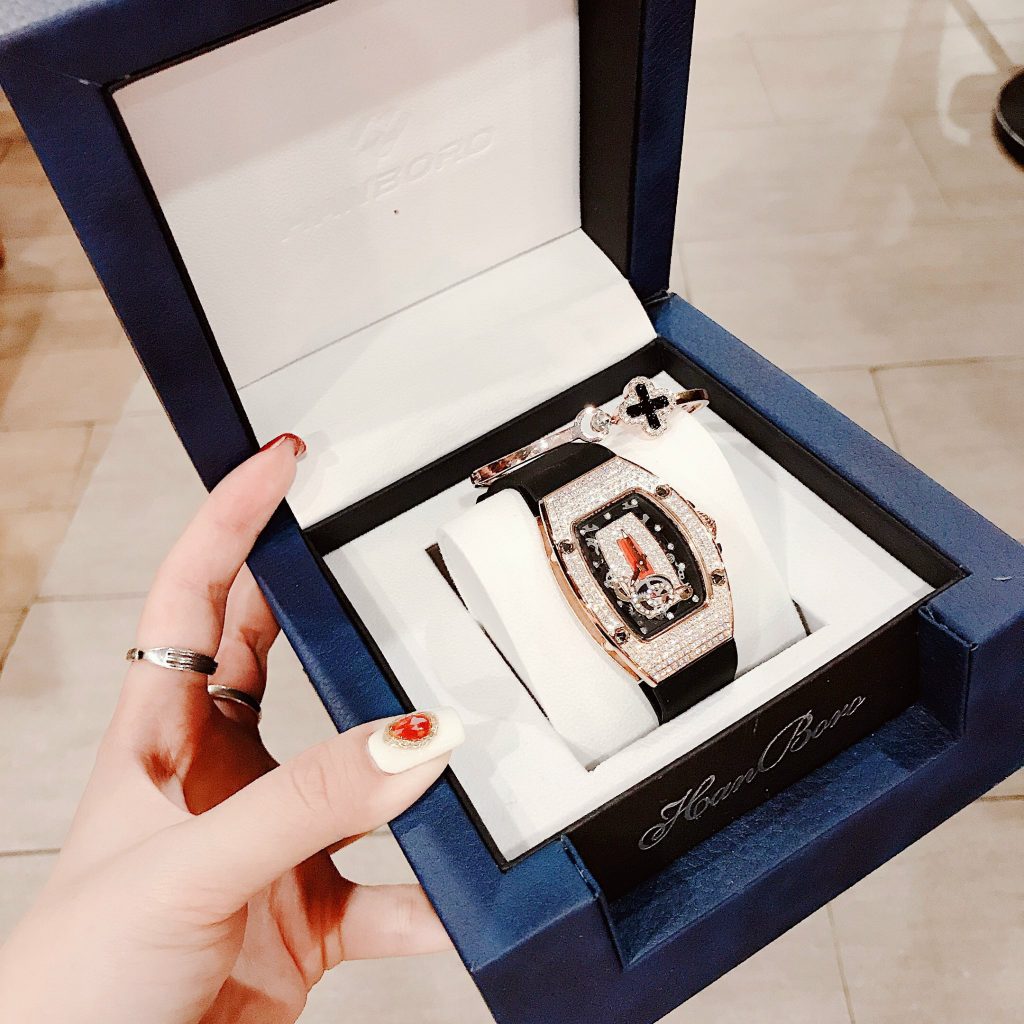 Đồng hồ chính hãng Hanboro hoạ tiết nốt nhạc màu Rose Gold 36mm (2)