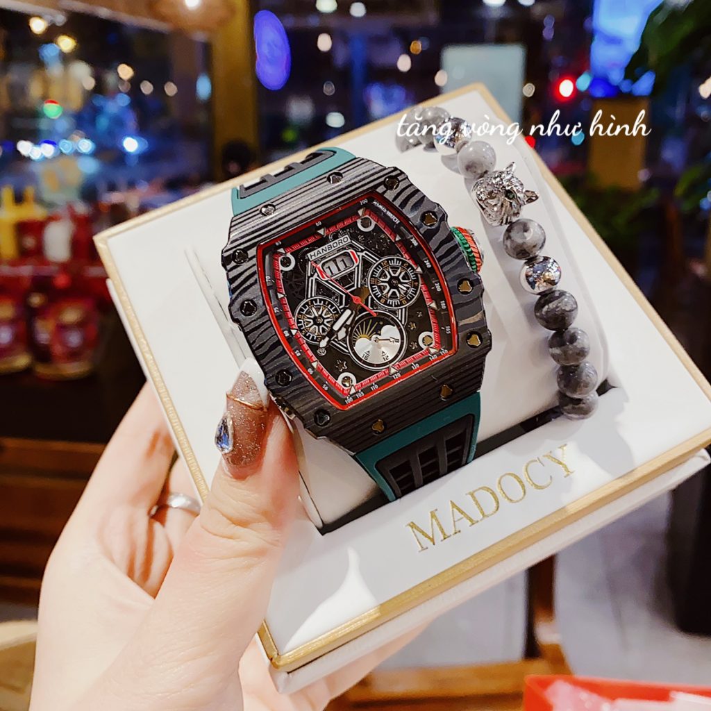 Đồng hồ chính hãng Hanboro nam dây cao su 40x50mm (1)