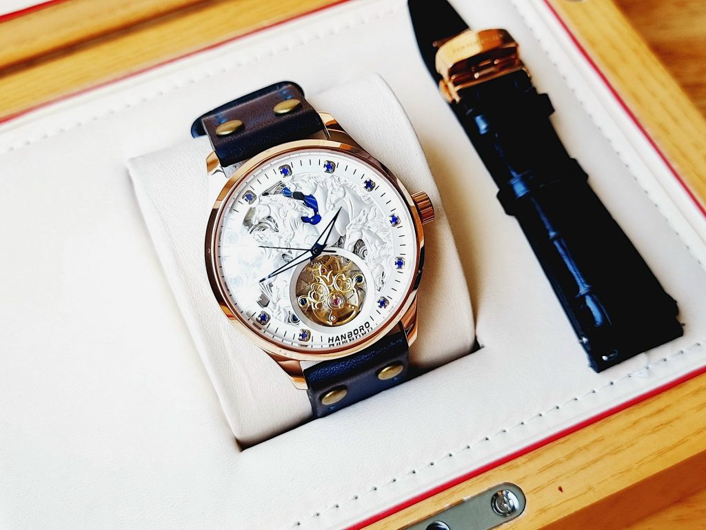 Đồng hồ chính hãng Hanboro nam họa tiết mã đáo thành công 44mm (2)