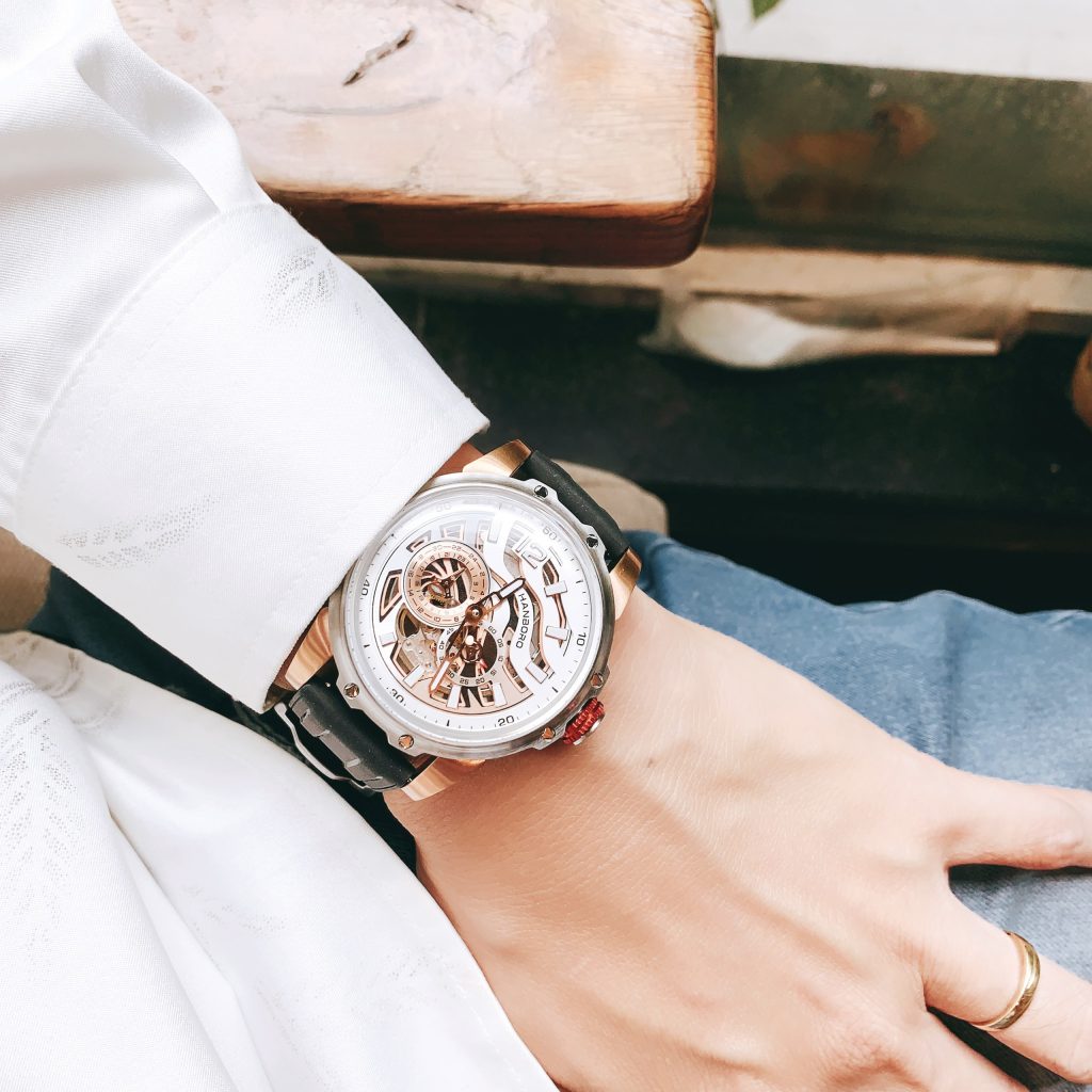 Đồng hồ chính hãng Hanboro nam máy lộ cơ automatic 44mm (2)