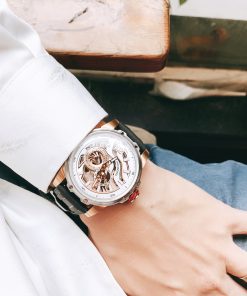 Đồng hồ chính hãng Hanboro nam máy lộ cơ automatic 44mm (2)