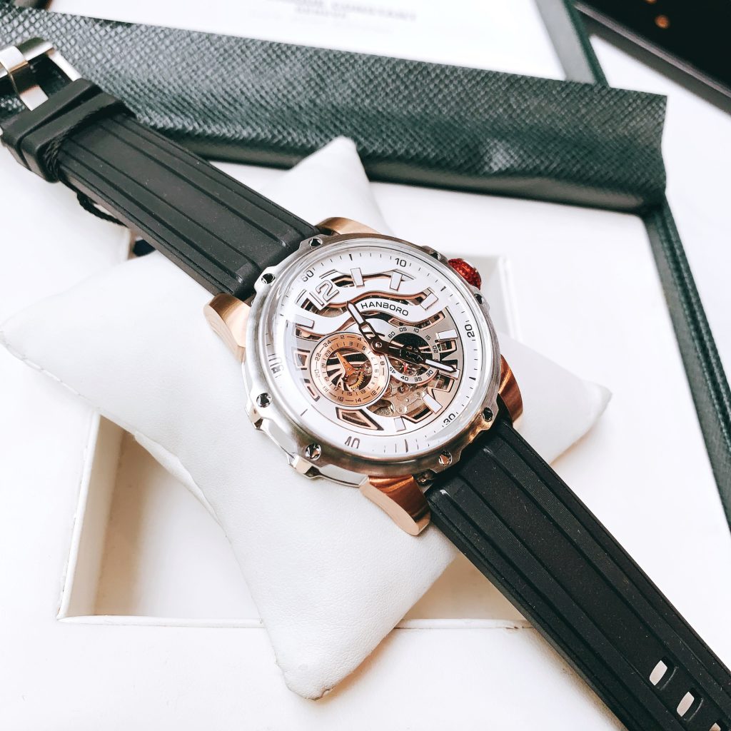 Đồng hồ chính hãng Hanboro nam máy lộ cơ automatic 44mm (2)