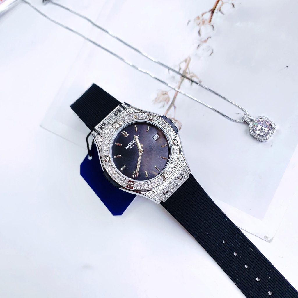 Đồng hồ chính hãng Hanboro nữ đính đá dáng Hublot 33mm (2)