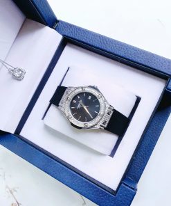 Đồng hồ chính hãng Hanboro nữ đính đá dáng Hublot 33mm (2)