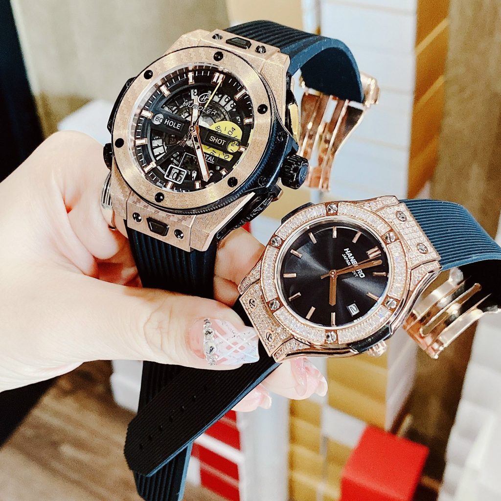 Đồng hồ đôi Hanboro By Huboler chính hãng dây cao su 3640mm (2)