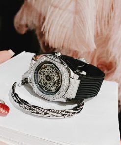 Đồng hồ đôi Hanboro By Huboler chính hãng dây cao su 3644mm (2)