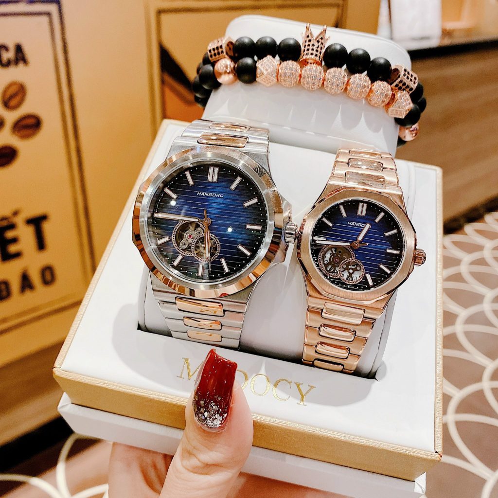 Đồng hồ đôi Hanboro By Huboler chính hãng dây kim loại 3242mm (2)