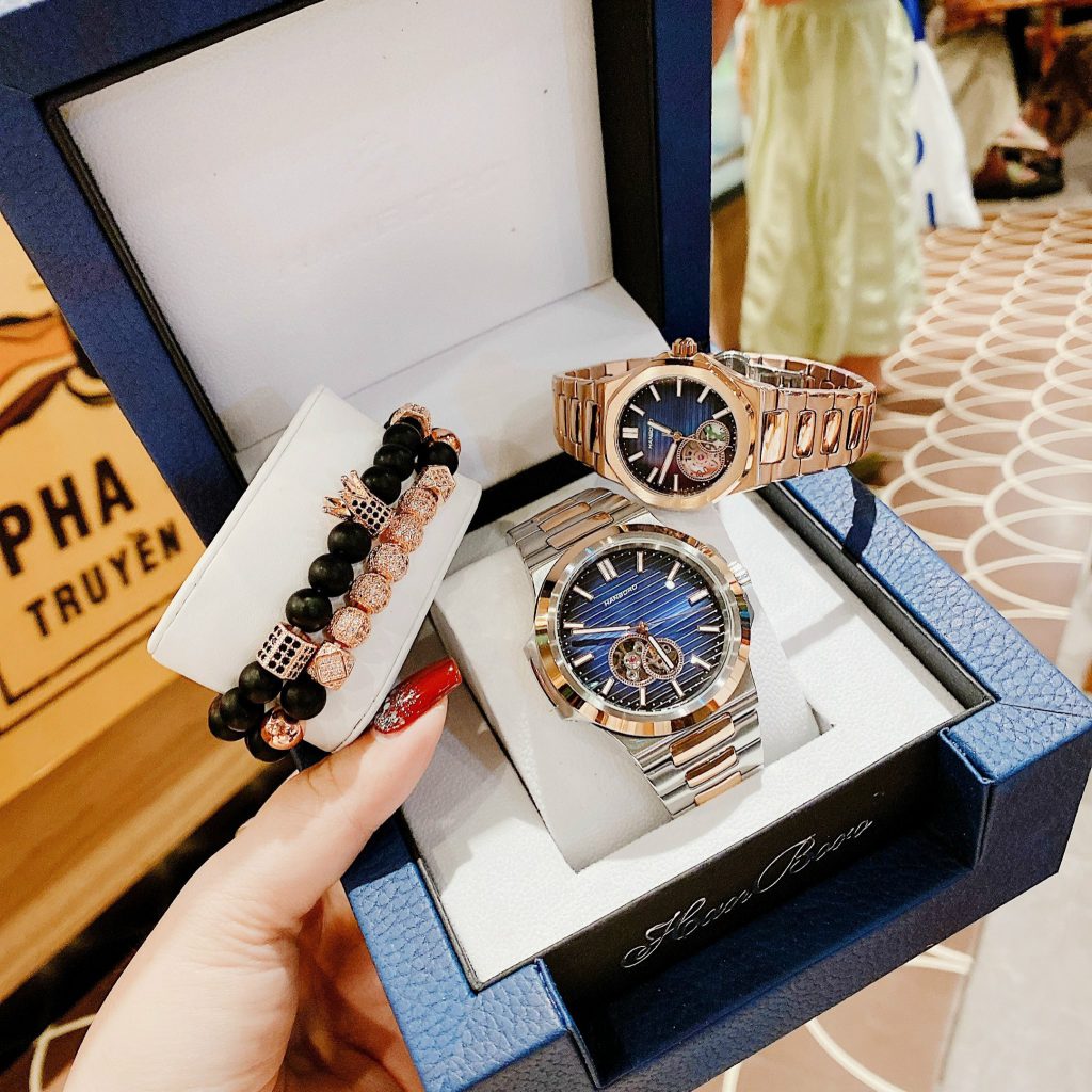 Đồng hồ đôi Hanboro By Huboler chính hãng dây kim loại 3242mm (2)