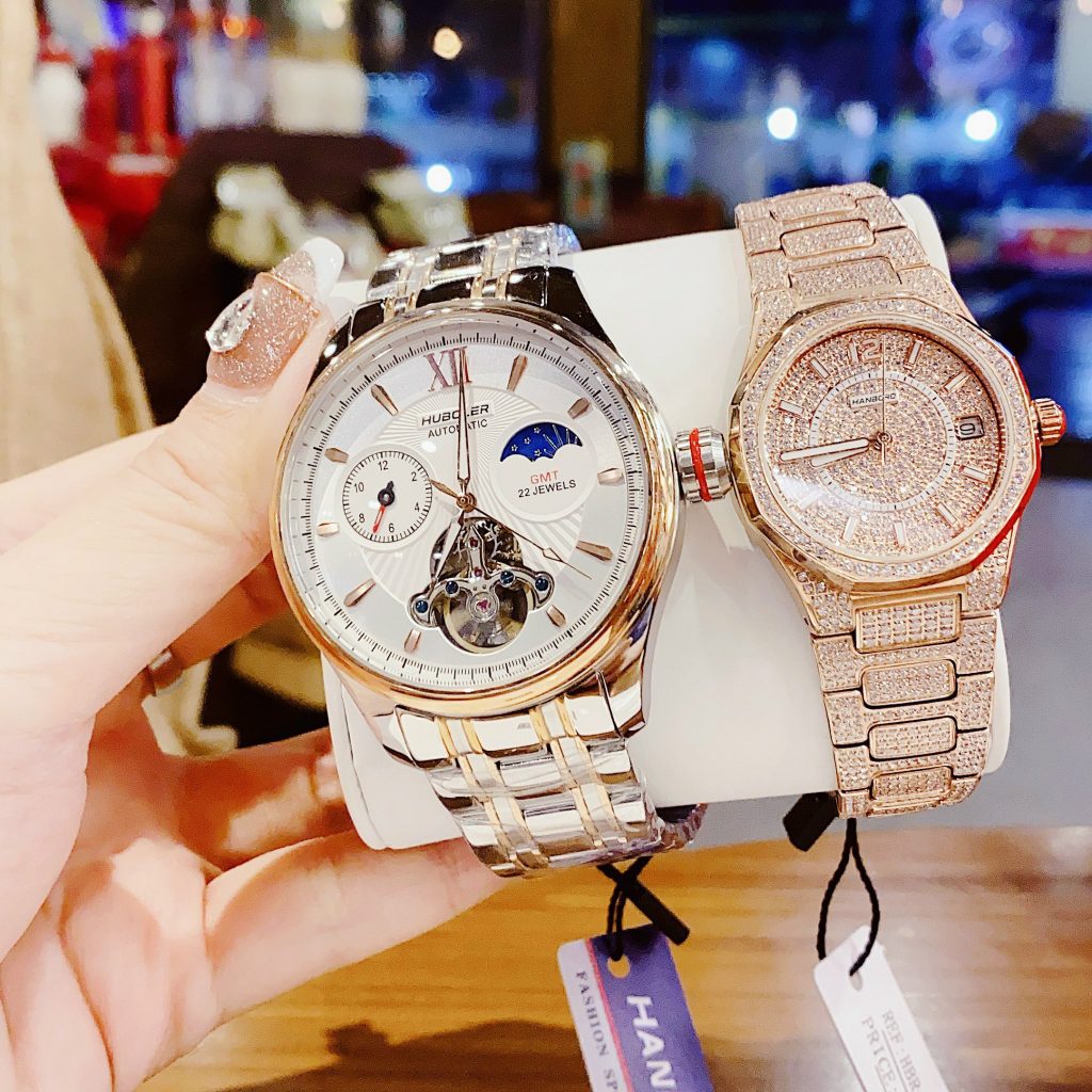 Đồng hồ đôi Hanboro By Huboler chính hãng dây kim loại 3644mm (1)