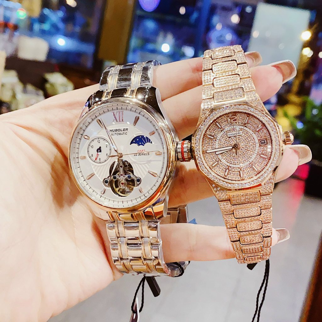 Đồng hồ đôi Hanboro By Huboler chính hãng dây kim loại 3644mm (1)