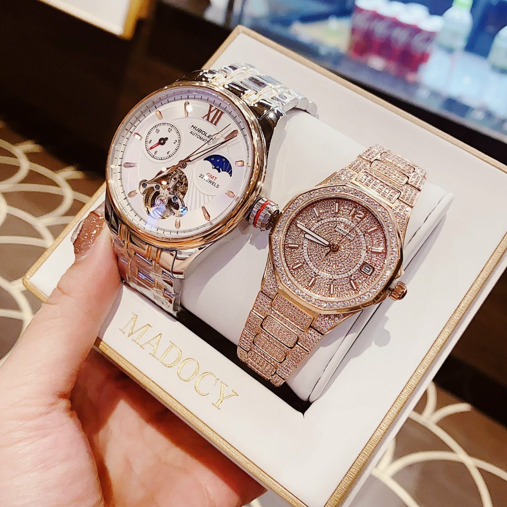 Đồng hồ đôi Hanboro By Huboler chính hãng dây kim loại 3644mm (1)